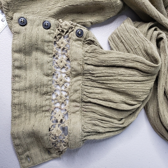 Free People The Best Buttondown Crochet Back Romantic Neutral Rayon Boho Lace ML - Picture 7 of 11